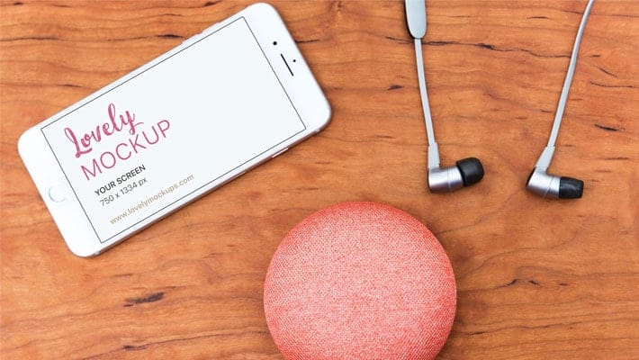 White iPhone Mockup With Smarthome Device