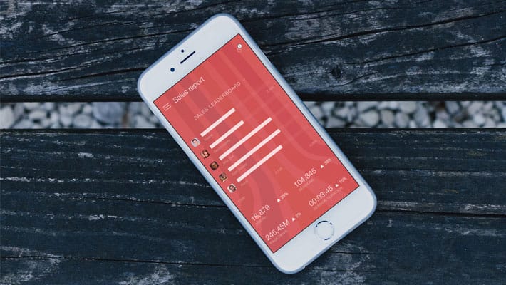 White iPhone Mockup On A Wooden Bench