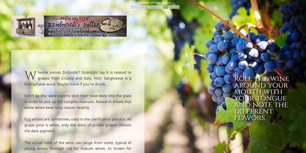 Dummy Text Generators and Tools 75 Wine Ipsum