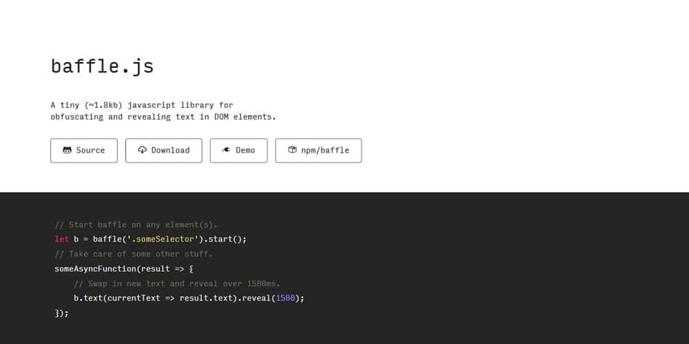 10 + JavaScript Text Effect Libraries 14 baffle js