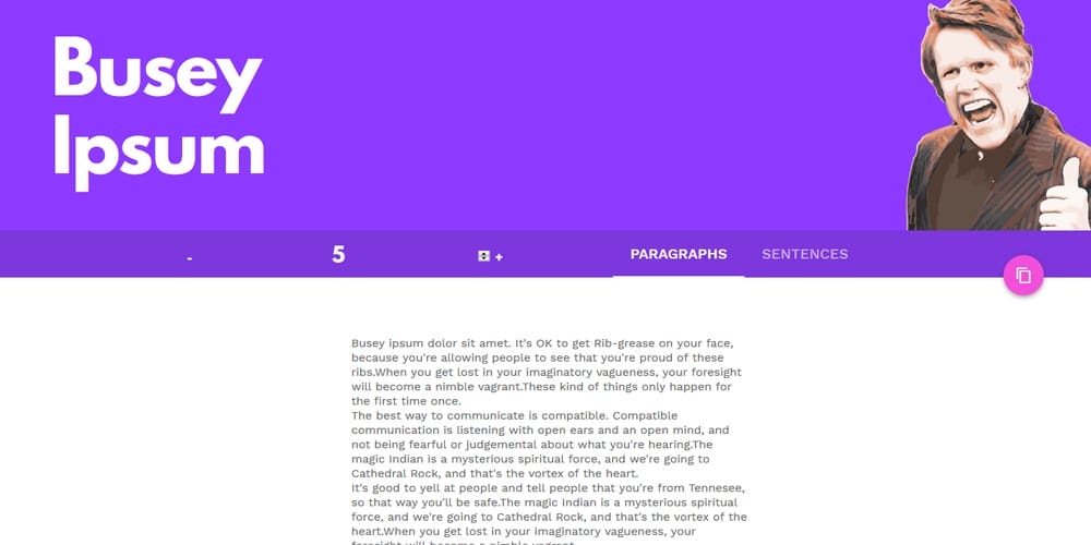 Dummy Text Generators and Tools 30 busey ipsum