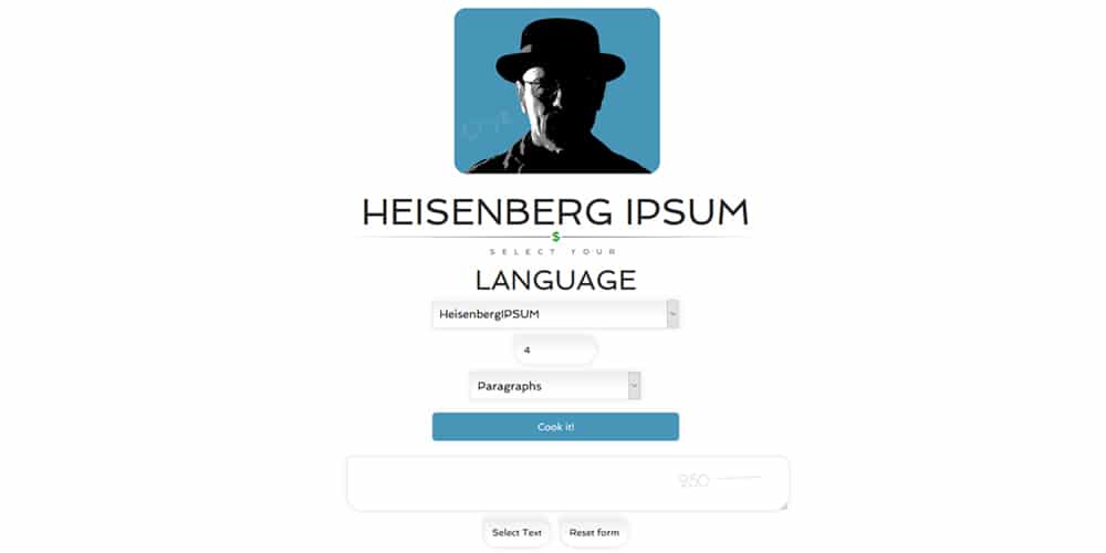 Dummy Text Generators and Tools 36 heisenberg ipsum