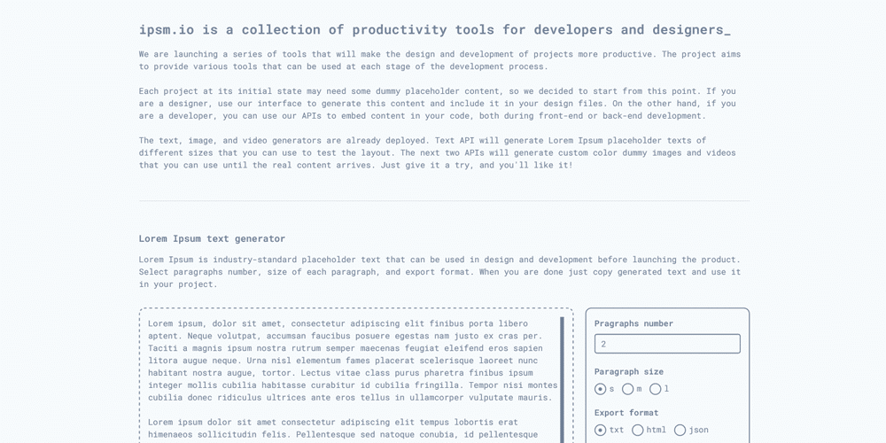 Dummy Text Generators and Tools 42 ipsm.io