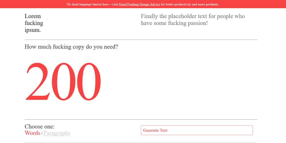 Dummy Text Generators and Tools 5 lorem fucking ipsum