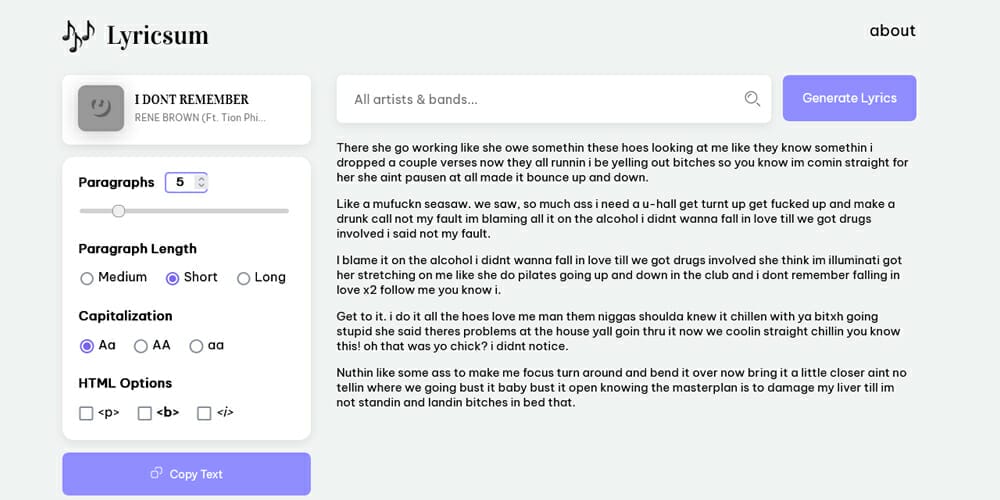 Dummy Text Generators and Tools 40 lyricsum