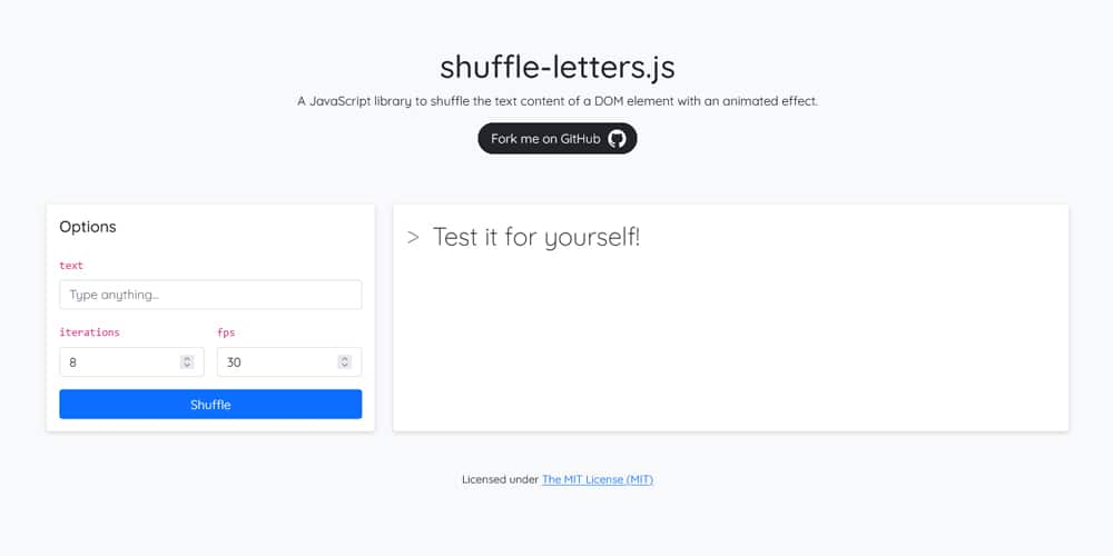 shuffle letters js