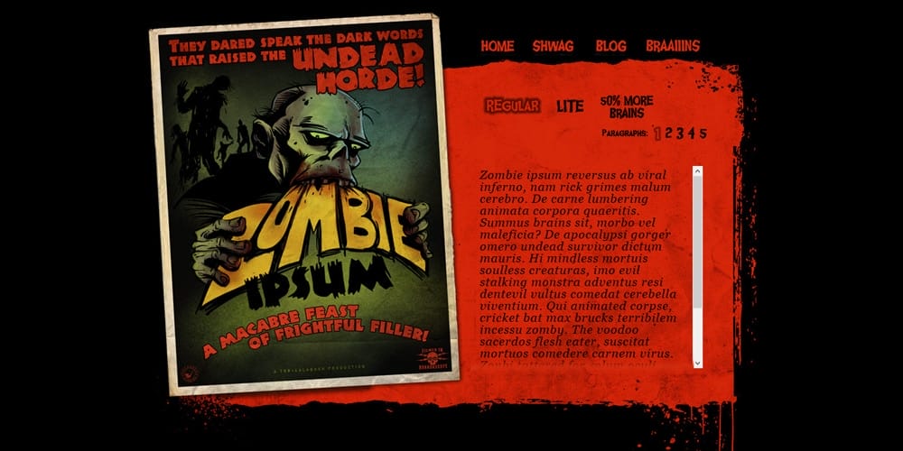 Dummy Text Generators and Tools 71 zombie ipsum