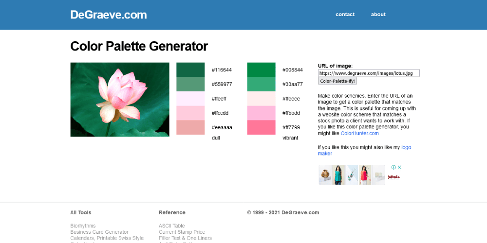 Degraeve Color Palette Generator