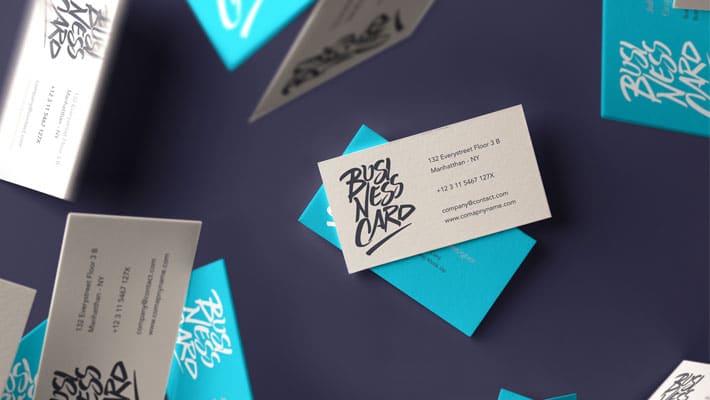 Falling PSD Business Card Mockup