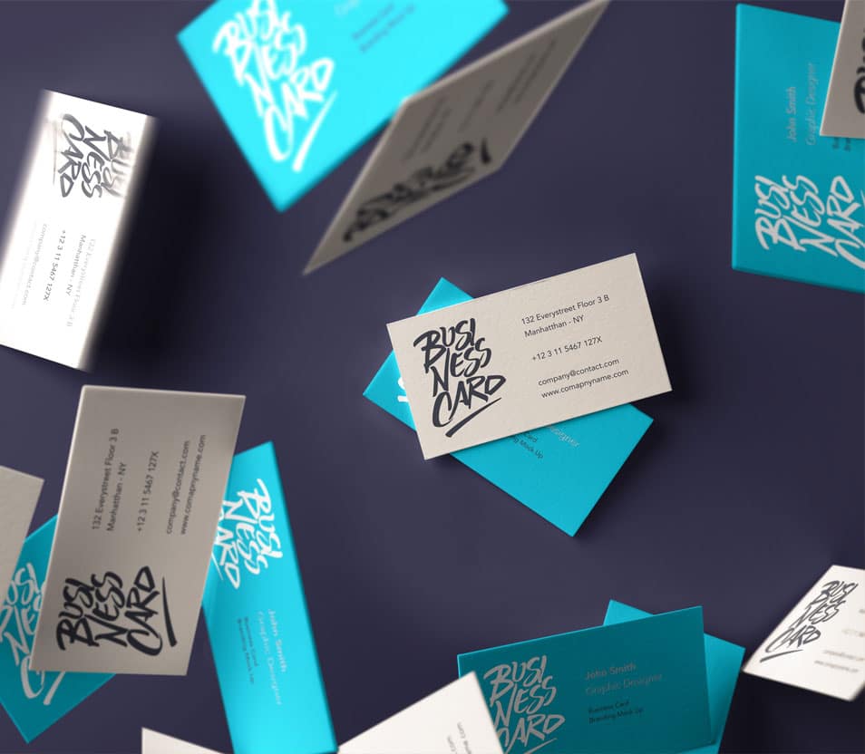 Falling PSD Business Card Mockup