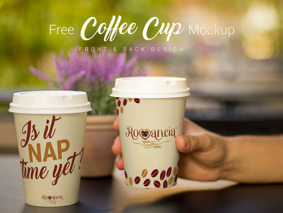 Free Coffee Cup Photo Mockup PSD (Front & Backside)