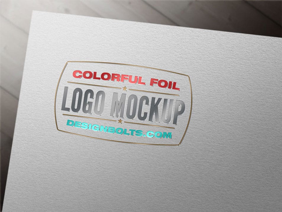 Free Colorful Foil Logo Mockup PSD