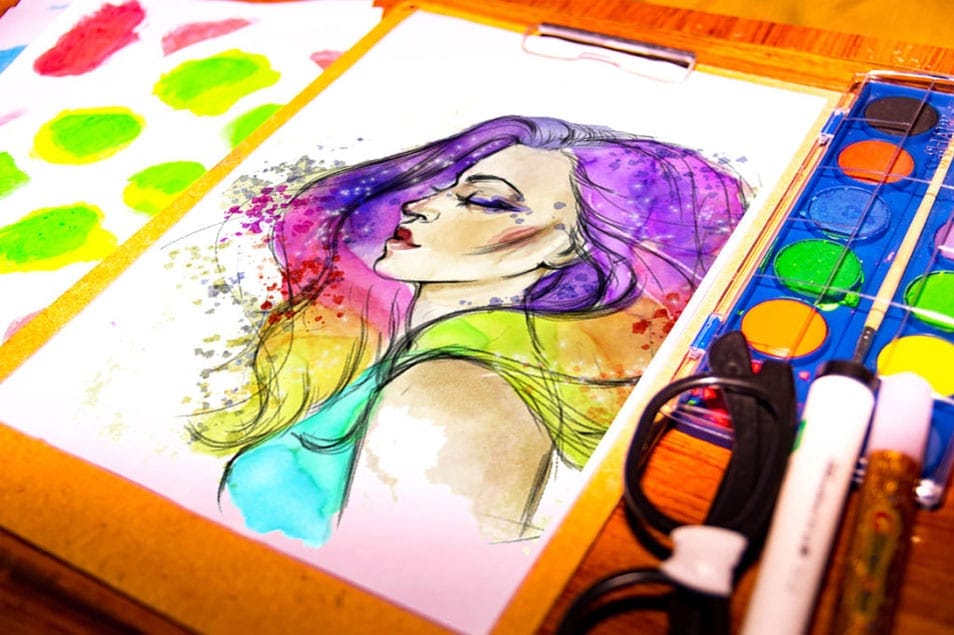 Free Watercolor Mockup PSD