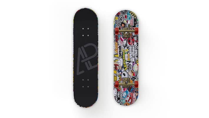 Front and Back Customizable Skateboard Mockup