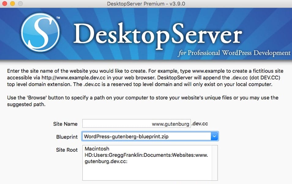 Gutenberg Blueprint Desktop Server