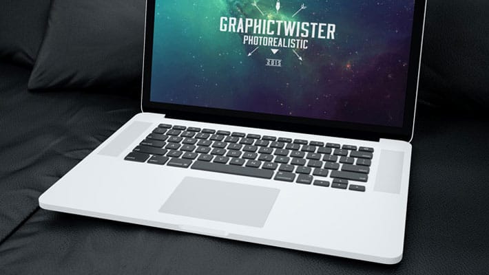 Mac Book Mockup on Sofa