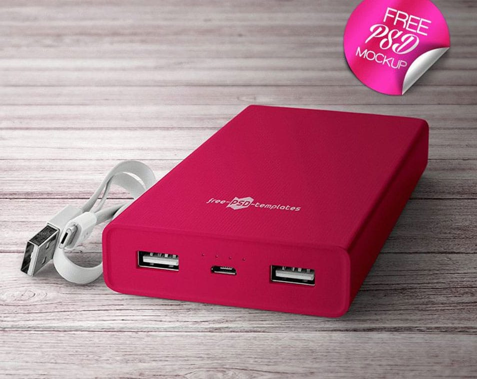 2 Free Power Bank Mock-up in PSD