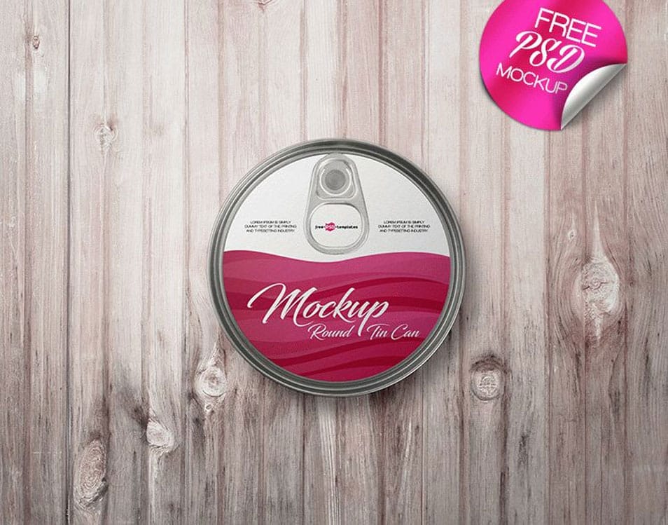 2 Free Round Tin Can Mock-up in PSD