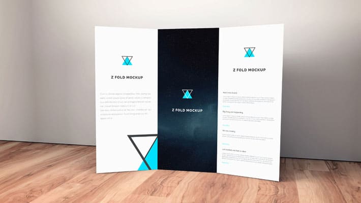 Brochure on Wooden Floor Mockup