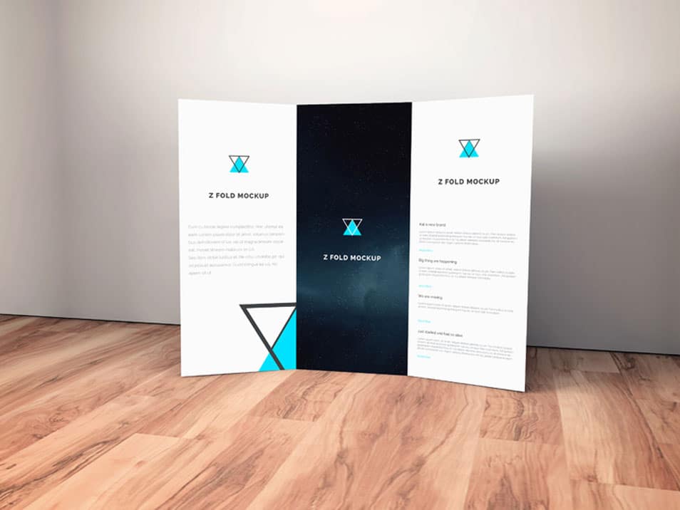 Brochure on Wooden Floor Mockup