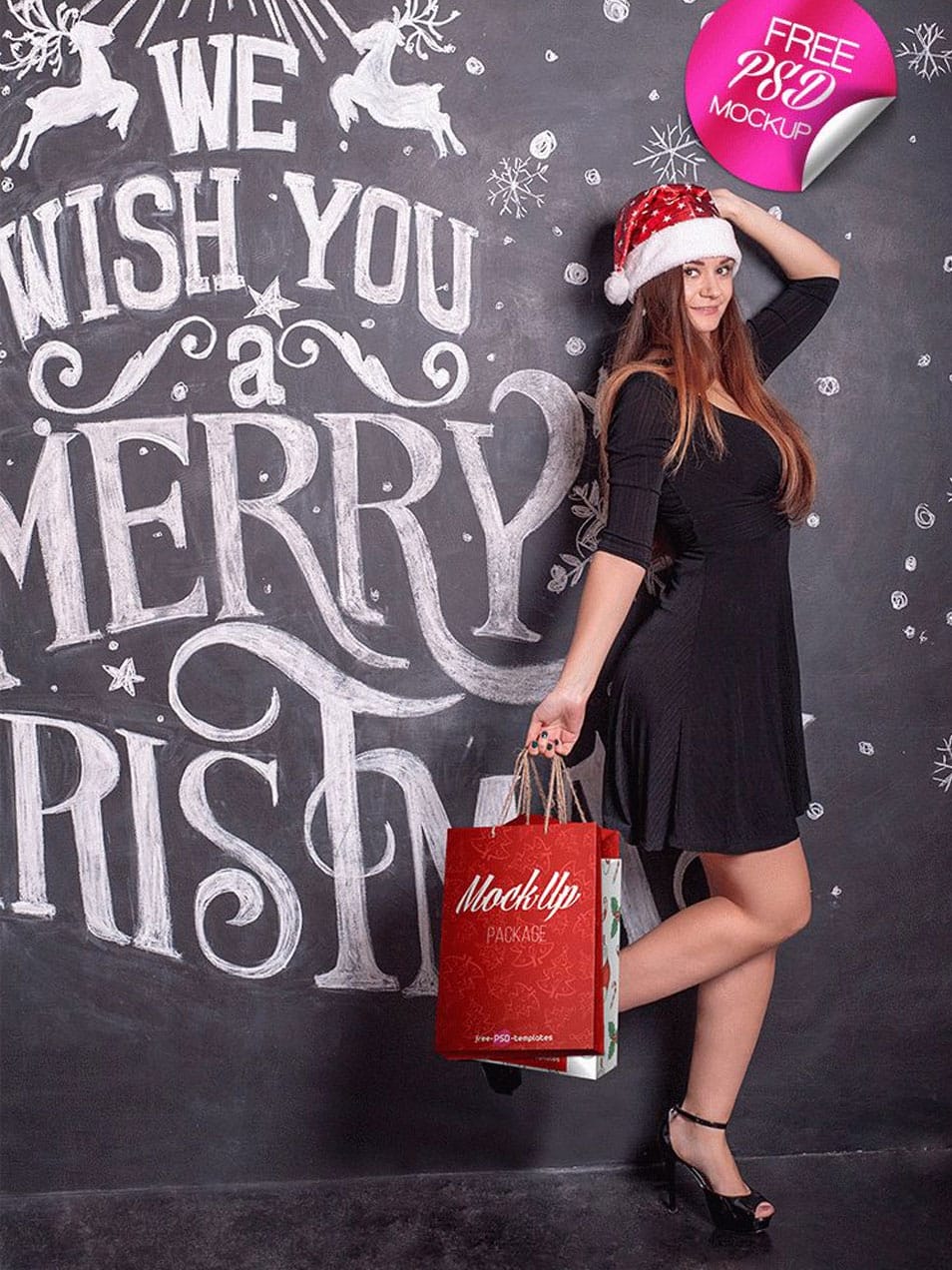 Free Christmas Shopping Bag Mock-up in PSD