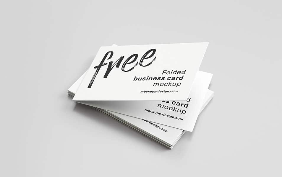 Free Folded Business Card Mockup