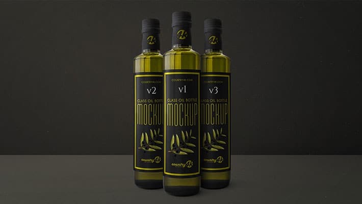 Free Glass Oil Bottle PSD MockUp in 4k