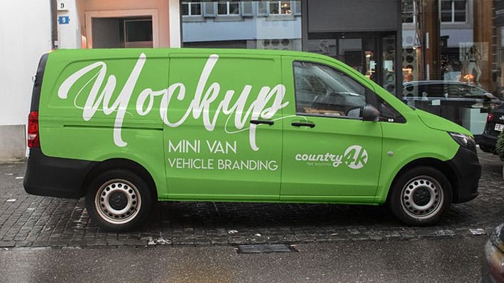 Free Mini Van Vehicle Branding MockUp in 4k