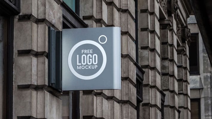 Free Outdoor Advertising Shop Sign Logo Mockup PSD