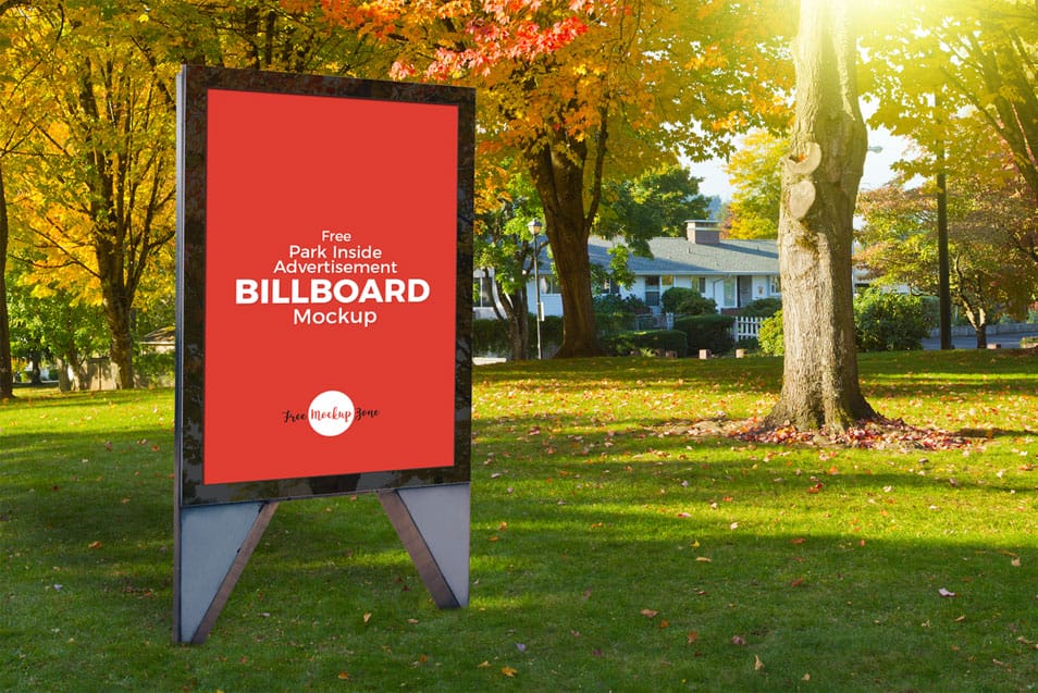 Free Park Inside Advertisement Billboard Mockup PSD