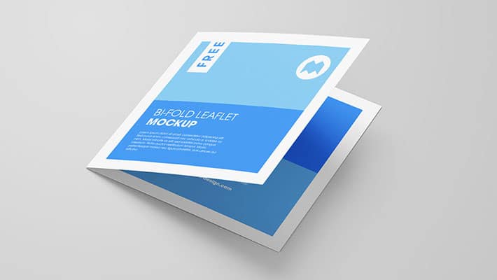 Free Bi-fold Square Leaflet Mockup