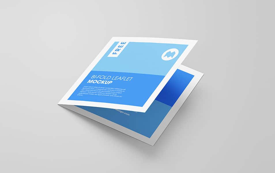 Free Bi-fold Square Leaflet Mockup