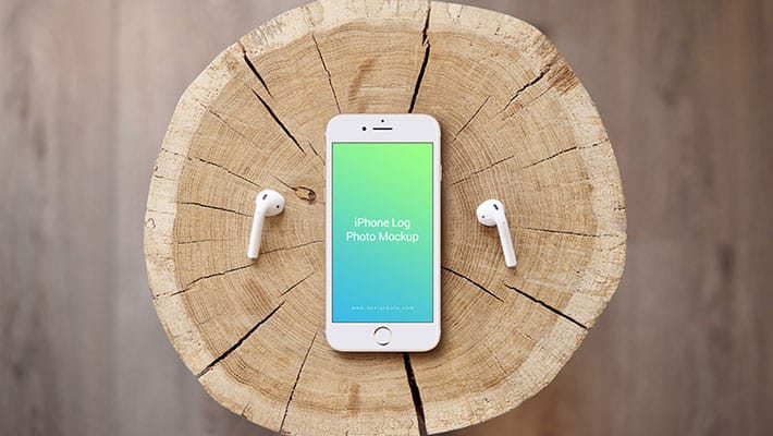 Free iPhone 7 Gold & Jet Black Log Photo Mockup PSD