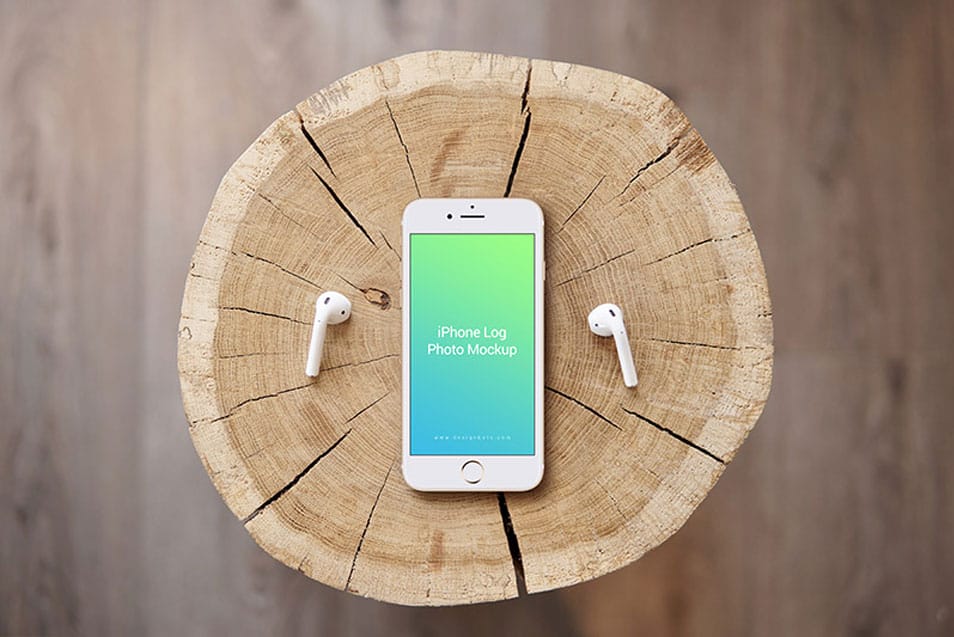 Free iPhone 7 Gold & Jet Black Log Photo Mockup PSD