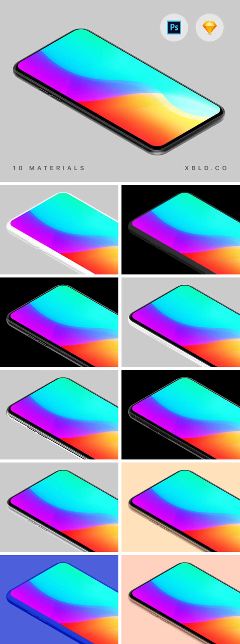 Generic Mobile Mockup: 10 Colors