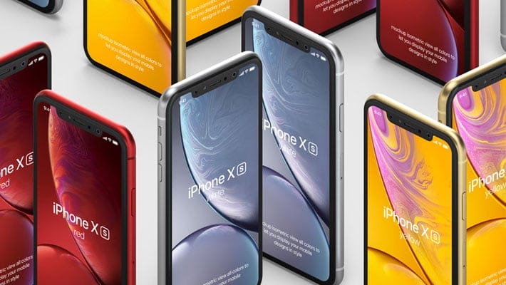PSD iPhone XR Mockup Isometric