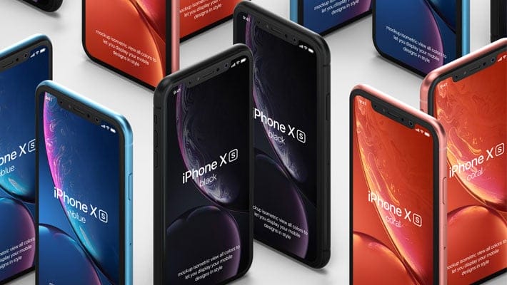 PSD iPhone XR Mockup Isometric