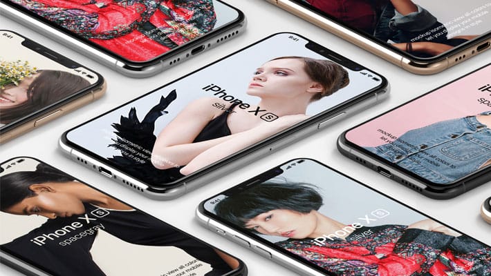 PSD iPhone XS Mockup Isometric