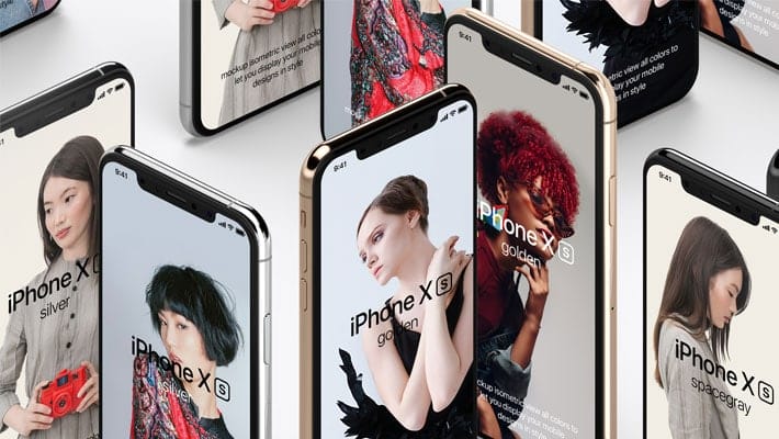 PSD iPhone XS Mockup Isometric