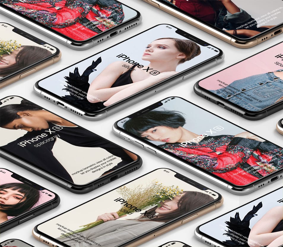 PSD iPhone XS Mockup Isometric