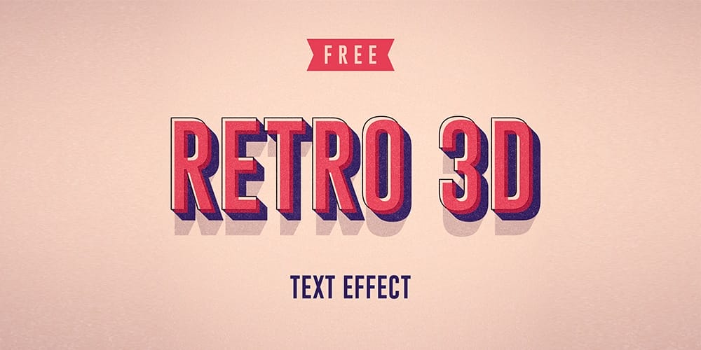 Latest Free Photoshop Text Styles & Effects 169 Retro 3D Text Effect PSD