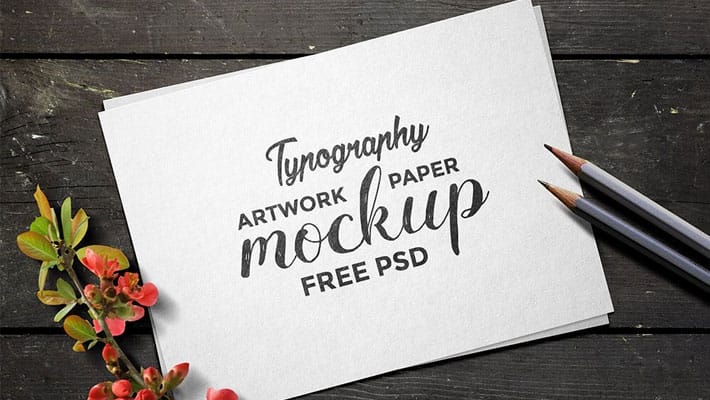 Typography Artwork Paper Mockup PSD