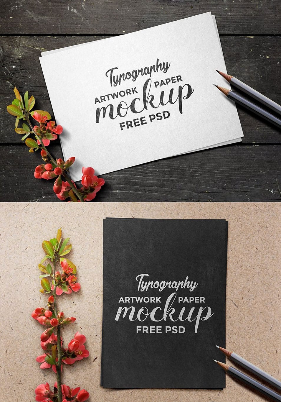 Typography Artwork Paper Mockup PSD