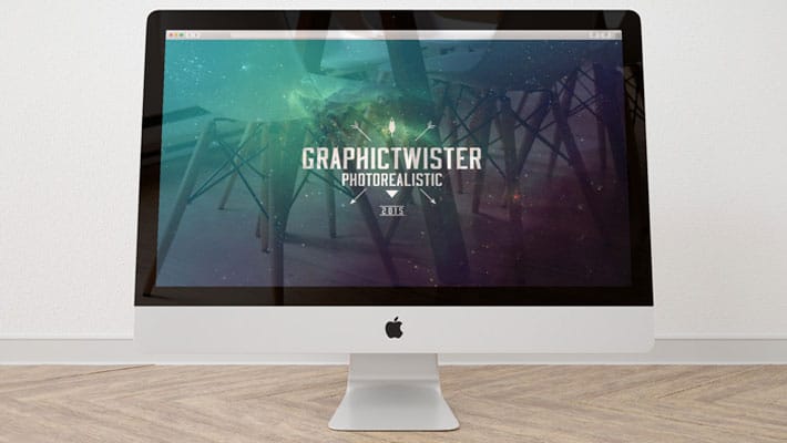 iMac Mockup on Wooden Floor