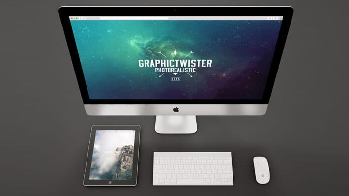 Black iPad and iMac Mockup