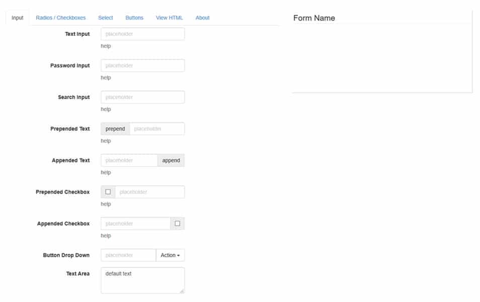 Bootsnipp - Bootstrap CSS Form Builder and Generator