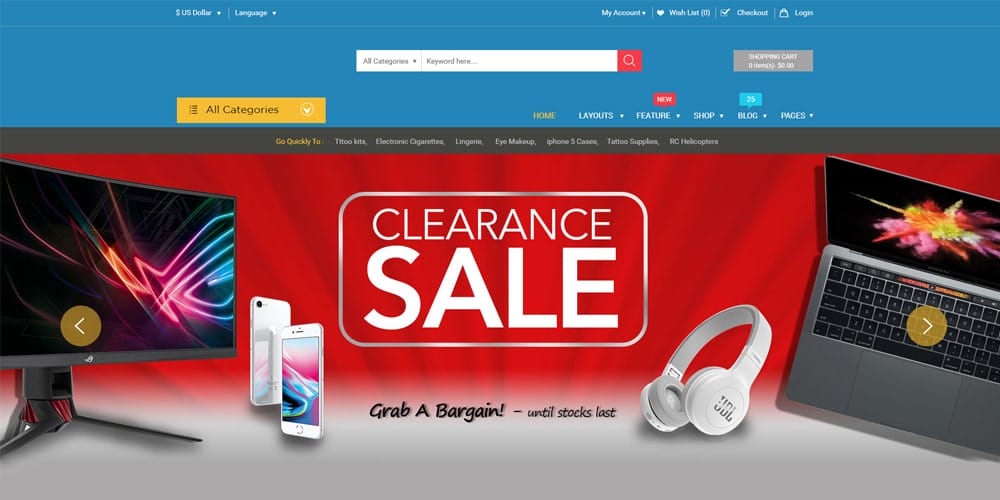 Free Ecommerce Web Templates PSD 18 E commerce Home page design PSD