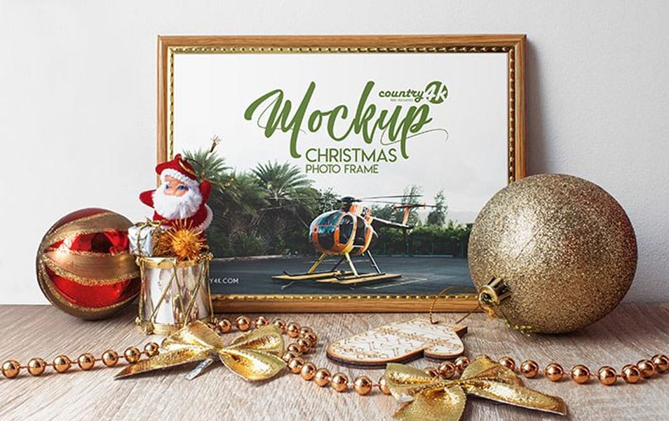 Free Christmas Photo Frame MockUp in 4k