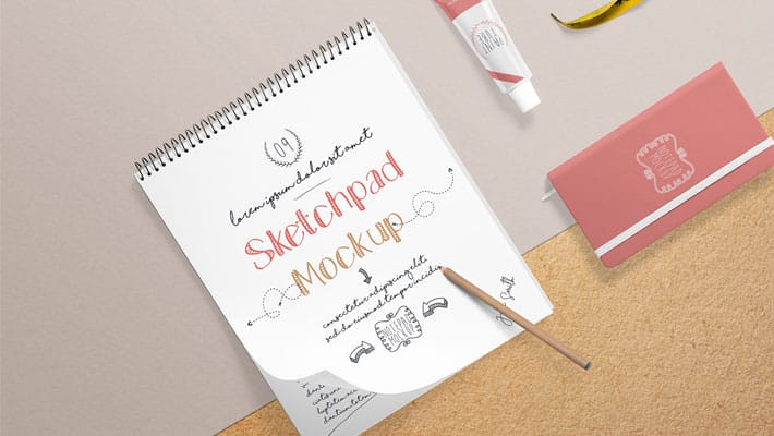 Free Realistic Sketchbook Mockup