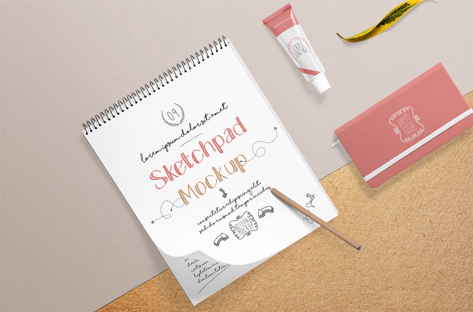 Free Realistic Sketchbook Mockup